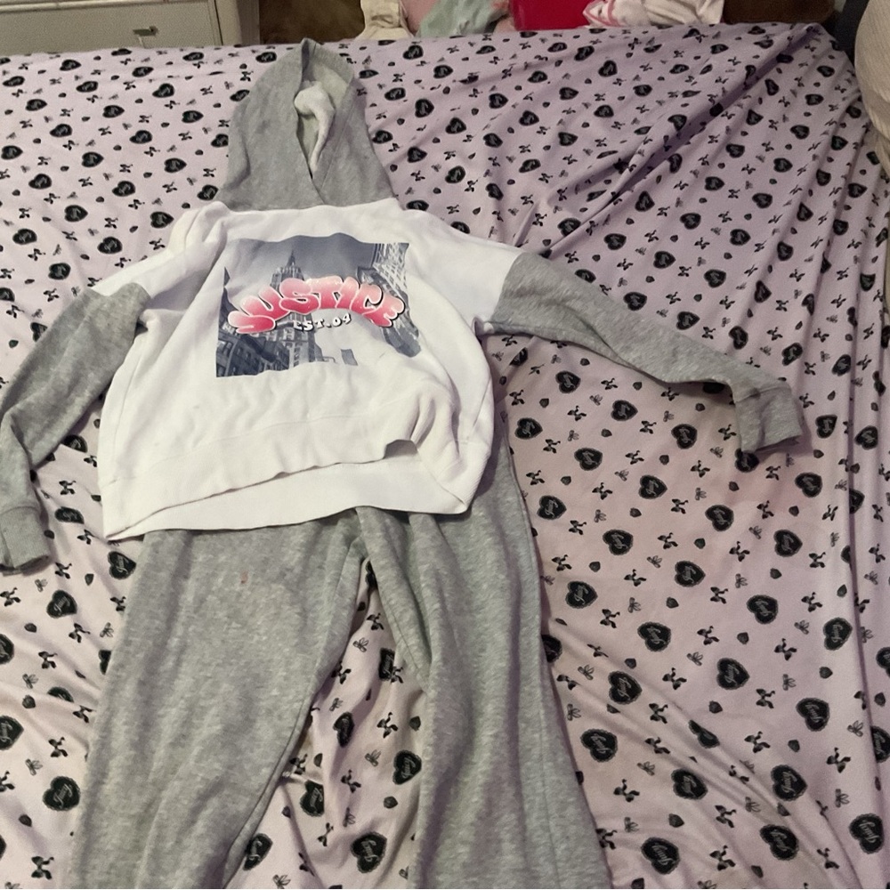 Justice White and Gray Kids Matching Set